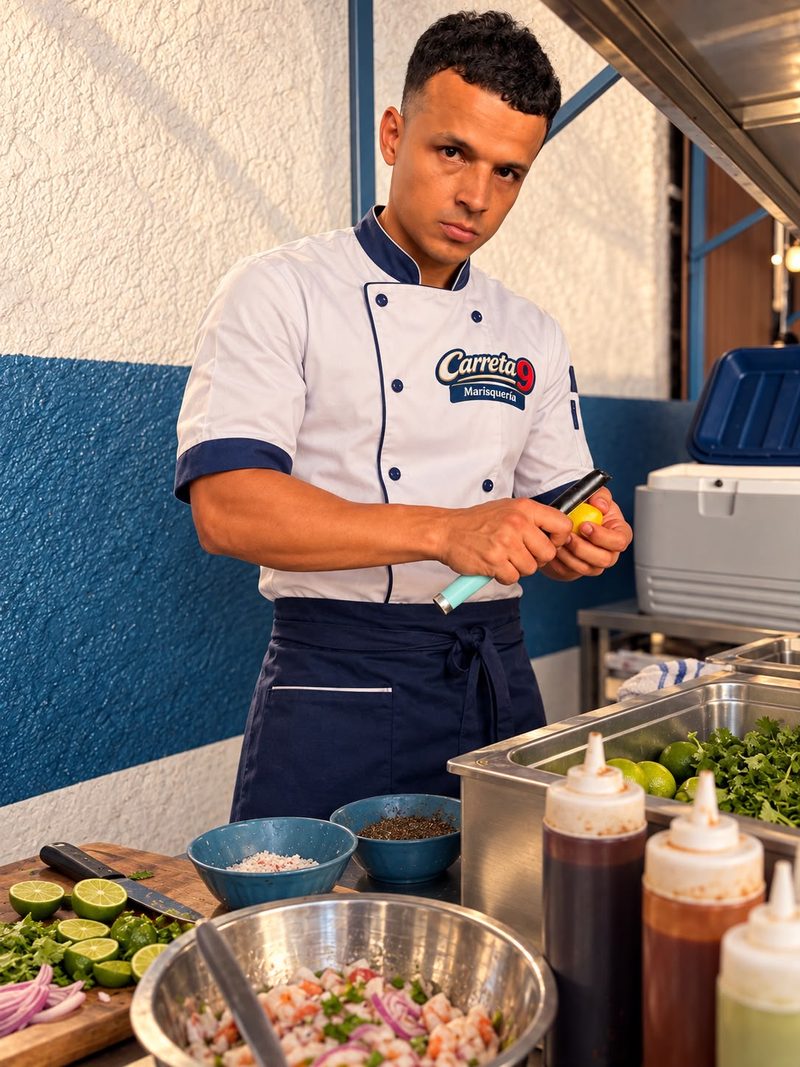 Oscar Rubio De Lira, nuestro fundador, preparando ceviche en Carreta 9